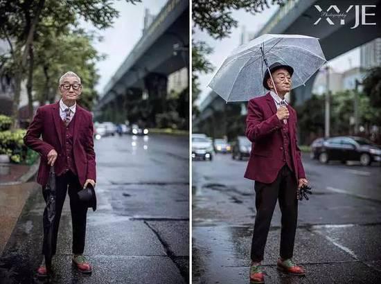 酷毙了!孙子给85岁爷爷拍了一组街拍照