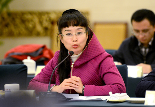 006A全国政协京昆室成立30年座谈会现场全国政协委员、京昆室委员孙萍委员发言