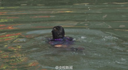 50岁大妈跳水救男孩事后悄悄离开