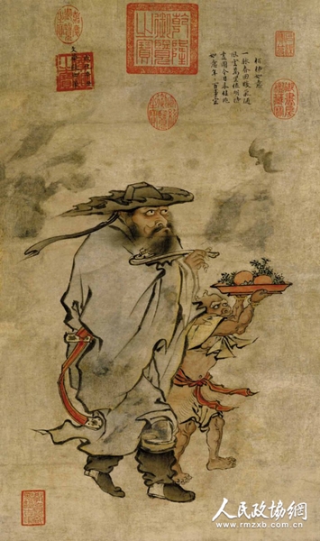 《岁朝佳兆图》轴，明，朱见深绘，绢本，设色，纵59.7cm，横35.5cm_副本
