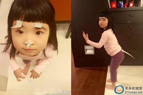 曹格女儿眉毛贴纸片扮恐龙萌化大批网友（图）