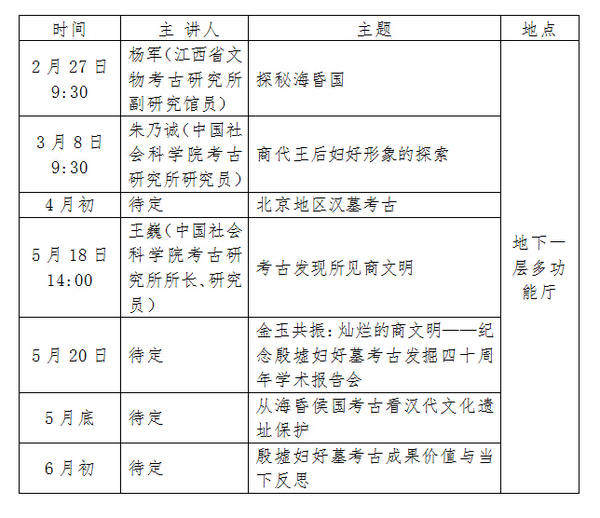 学术讲座安排