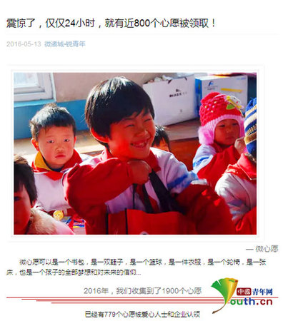 第五季微心愿活动微信宣传 团诸城市委供图2