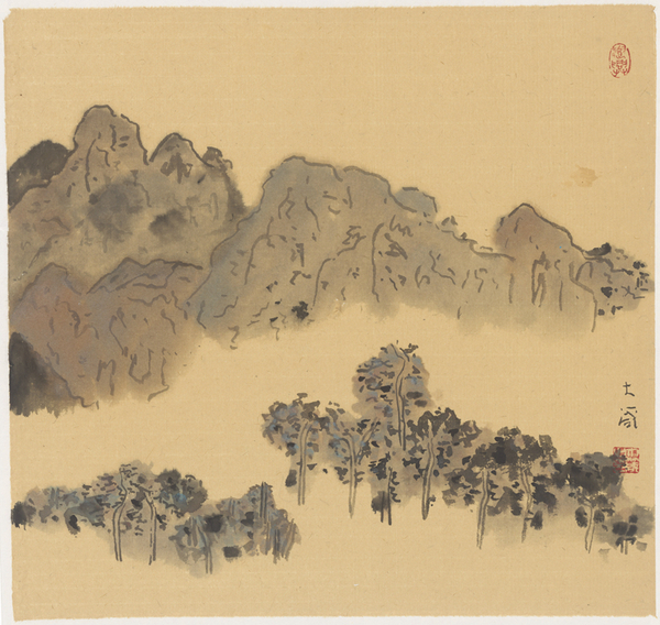 3.邵大箴《山水》水墨宣纸43.5cmx41cm