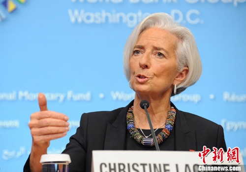 国际货币基金组织（IMF）总裁拉加德当地时间10日在华盛顿表示，中国没有故意让人民币贬值，IMF欢迎人民币国际化进程并认为这一进程将持续。<a target='_blank' href='http://www.chinanews.com/'>中新社</a>发 张蔚然 摄