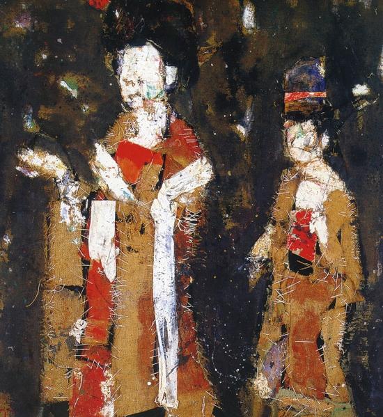 钱培琛作品：《仕女》（1987， 麻布综合材料）