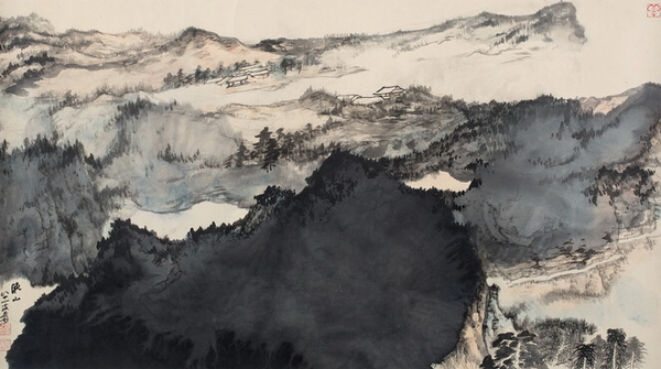 张大千《晚山图》