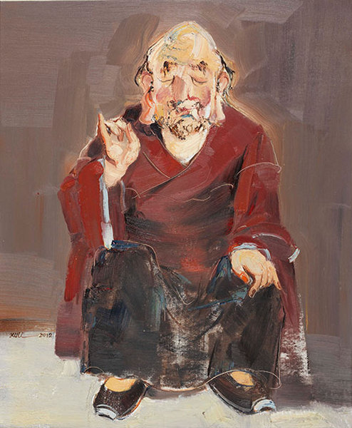 《貌色·罗汉》，80X90cm，2012年