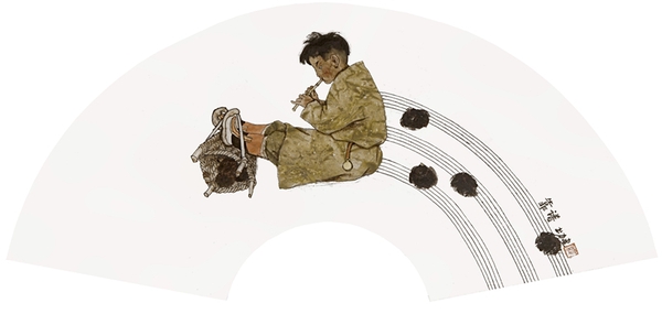 靠谱（扇画） 以上为韩书力作品