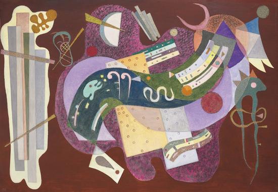 瓦西里·康定斯基， 《Rigide et courbé》（1935）。图片：Courtesy Christie's Images Ltd.