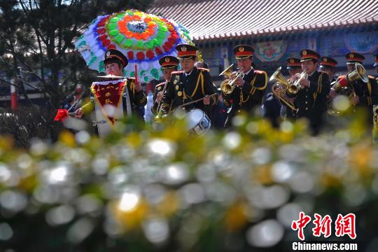 这支由30人组成的队伍是永安殡仪馆唯一的殡仪乐队。3月29日，逝者骨灰下葬前，他们拿起手中的乐器，用音乐送逝者最后一程。　韦亮 摄