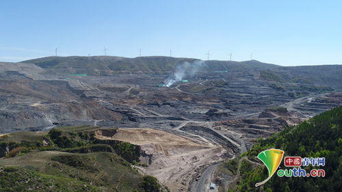 航拍直击露天采矿 北岳恒山多处山体遭到开挖