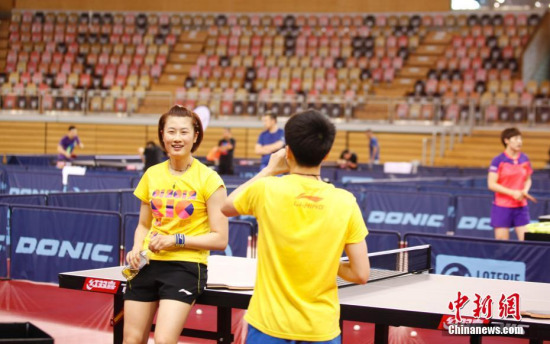 丁宁在备战中 <a target='_blank' href='http://www.chinanews.com/'>中新社</a>记者 沈晨 摄