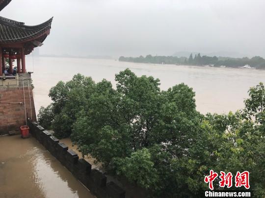 图为兰溪兰江水位迅涨 奚金燕 摄