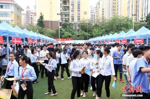 资料图：某招聘会现场。 孙杰利 摄