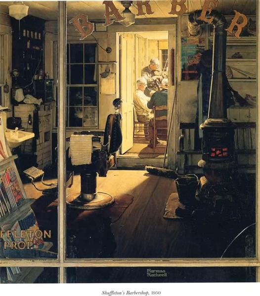 　　诺曼·洛克威尔《Shuffleton's Barbershop》被列入出售的作品清单。
