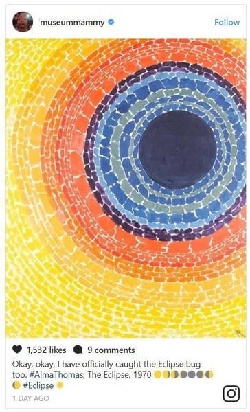 “讲真，我真的抓拍到了日食！Alma Thomas，《Eclipse》，1970”。图片：museummammy的Instagram