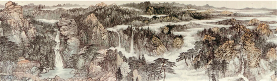 张风塘 单明波 薛波 相瑞军 崂山揽胜（局部） 中国画 145×10000cm 2015-2017年