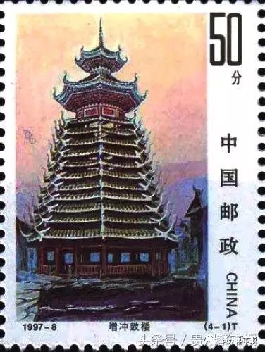 (4-1)为“增冲鼓楼”。画面采用旭日东升时的暖色调，在涌动着的光环中表现增冲鼓楼巍峨高耸与神秘感。