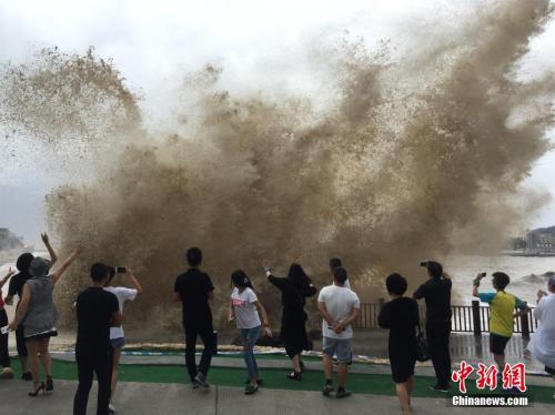 9月14日，受台风“泰利”影响，浙江温岭石塘掀巨浪。<a target='_blank' href='http://www.chinanews.com/'>中新社</a>记者 张琦 摄