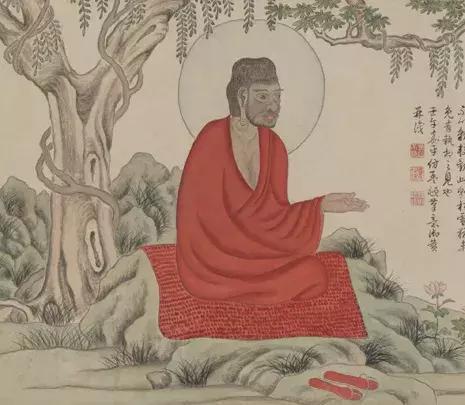 乾隆帝仿赵孟頫红衣罗汉图卷局部，故宫博物院藏