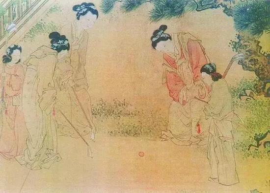 明，杜堇《仕女图》卷局部，上海博物馆藏