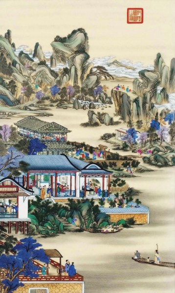 郎世宁绘雍正十二月圆明园行乐图之一