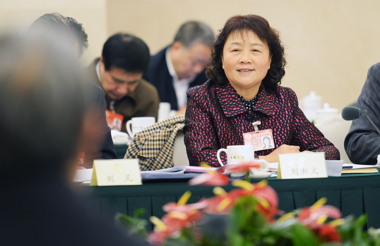 刘新文常委在分组讨论会上发言