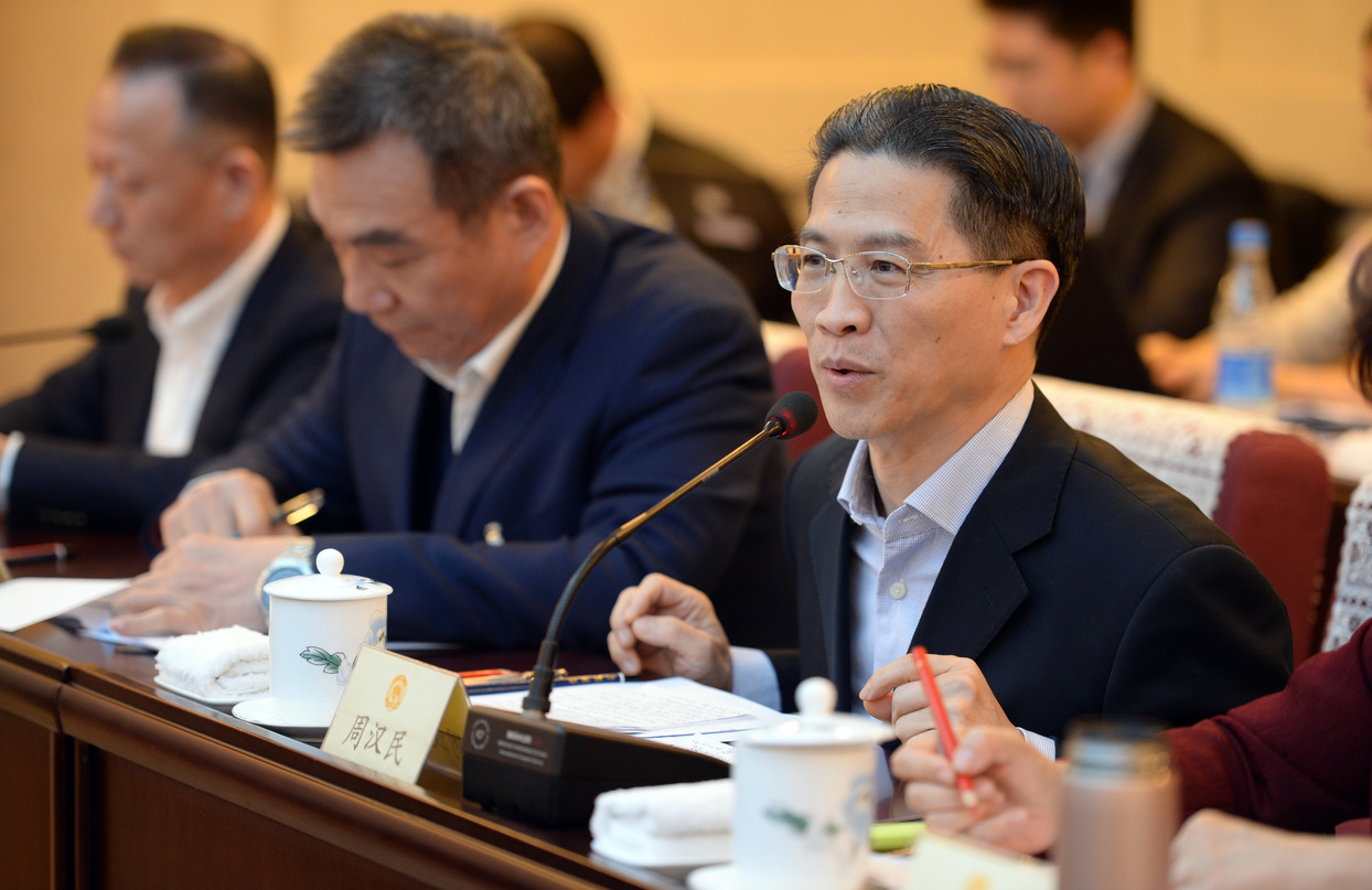 周汉民常委在分组讨论会上发言