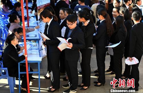 资料图：毕业生双向选择洽谈会。<a target='_blank' href='http://www.chinanews.com/'>中新社</a>记者 李进红 摄