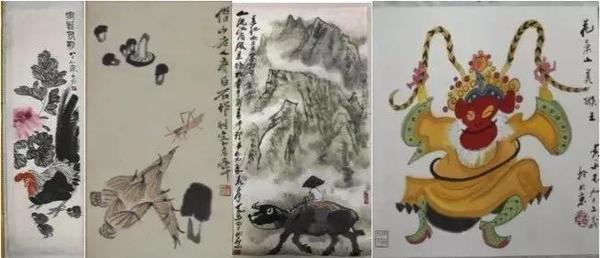 ▲在董某辉、曹某东等7名送拍人及多名买受人处扣押的53幅字画。