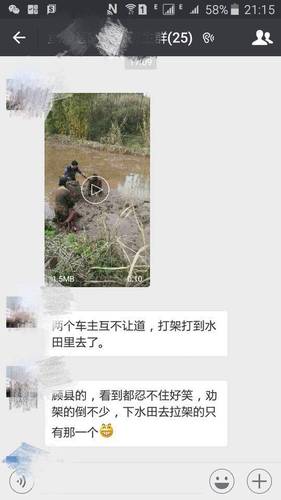车主春节因错车引发争执 打架打到水田里变泥人