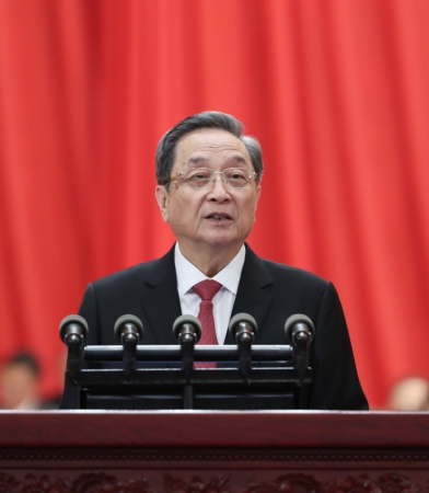 3月3日,中国人民政治协商会议第十三届全国委员会第一次会议在北京人民大会堂开幕。这是十二届全国政协主席俞正声代表政协第十二届全国委员会常务委员会,向大会报告过去五年的工作。新华社记者庞兴雷摄