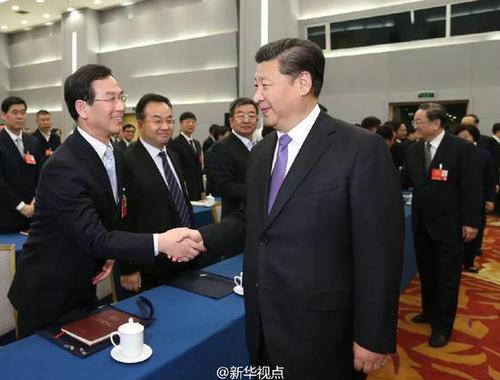 2016年3月4日下午，习近平看望出席全国政协十二届四次会议民建、工商联界委员并参加联组讨论。