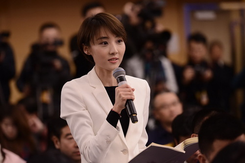 中央电视台记者提问。人民网记者 张启川 摄