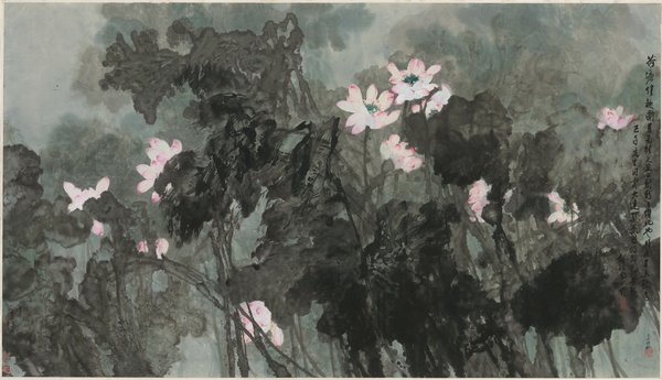H003-荷塘佳趣图-1991年-149×260cm