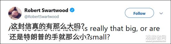 特朗普收到金正恩亲笔信 不料又被网民调侃手小了