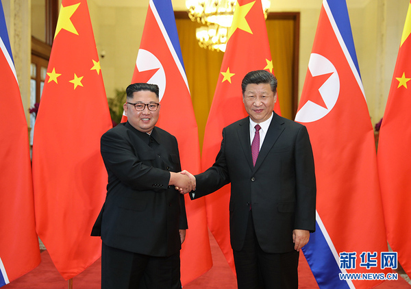 6月19日，中共中央总书记、国家主席习近平同当日抵京对中国进行访问的朝鲜劳动党委员长、国务委员会委员长金正恩举行会谈。