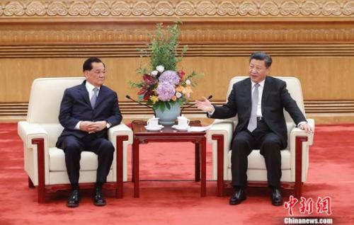 7月13日，中共中央总书记习近平在人民大会堂会见中国国民党前主席连战率领的台湾各界人士参访团。<a target='_blank' href='http://www.chinanews.com/'>中新社</a>记者 杜洋 摄