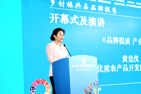 中国优质农产品开发服务协会会长黄竞仪作主题演讲