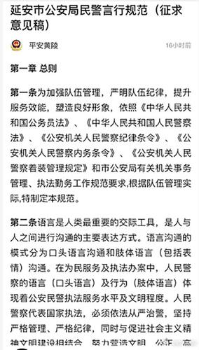 延安拟出台警察规范:皮鞋必须锃亮 说话不超40分贝