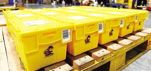 江苏南京苏宁云仓物流基地的“共享快递盒”。 新华社记者 李 博摄
