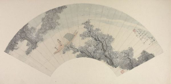 《西溪月棹图》扇页，清，钱杜绘，纸本，设色