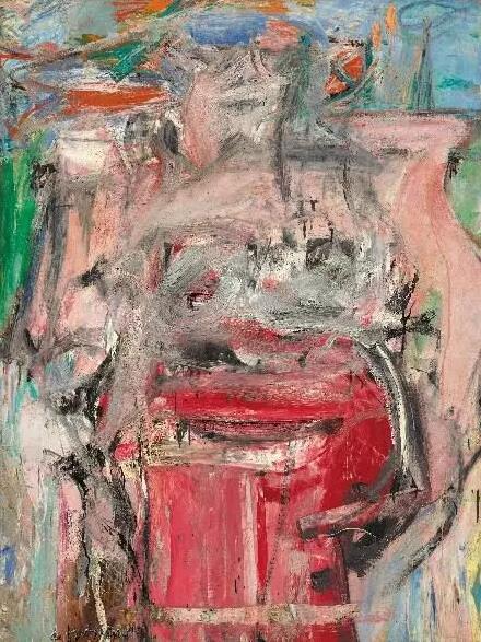 威廉·德·库宁《女人风景》，油彩 炭笔 麻布，166.3 x 125.4 cm。，1955年作