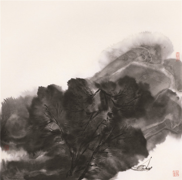 25·乡关梦回  纸本水墨  69×69厘米  2016
