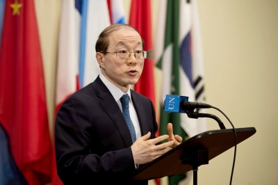 联合国安理会本月轮值主席、中国常驻联合国代表刘结一。