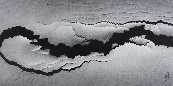 仇德树，裂变 - 太和，122×244cm，宣纸、丙烯、画布，2008