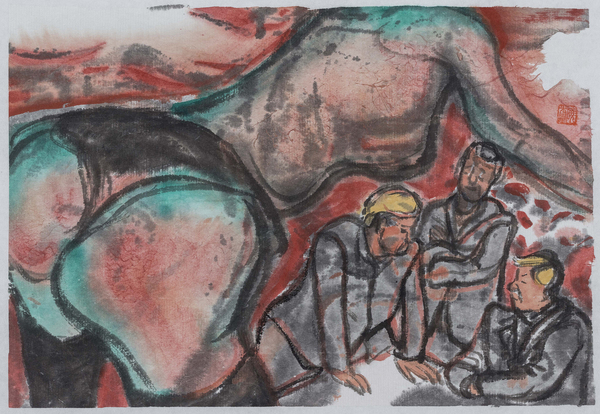 王晓辉，手稿2012-2018系列，14×20cm，纸本水墨设色，2018