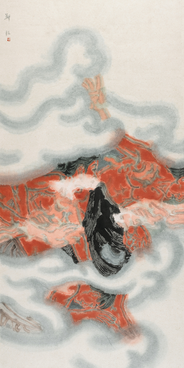 郑强 前行之六  139cm×69cm  纸本设色  2018年