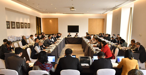全国政协十三届一次会议期间，港区全国政协委员就粤港澳大湾区建设建言献策。